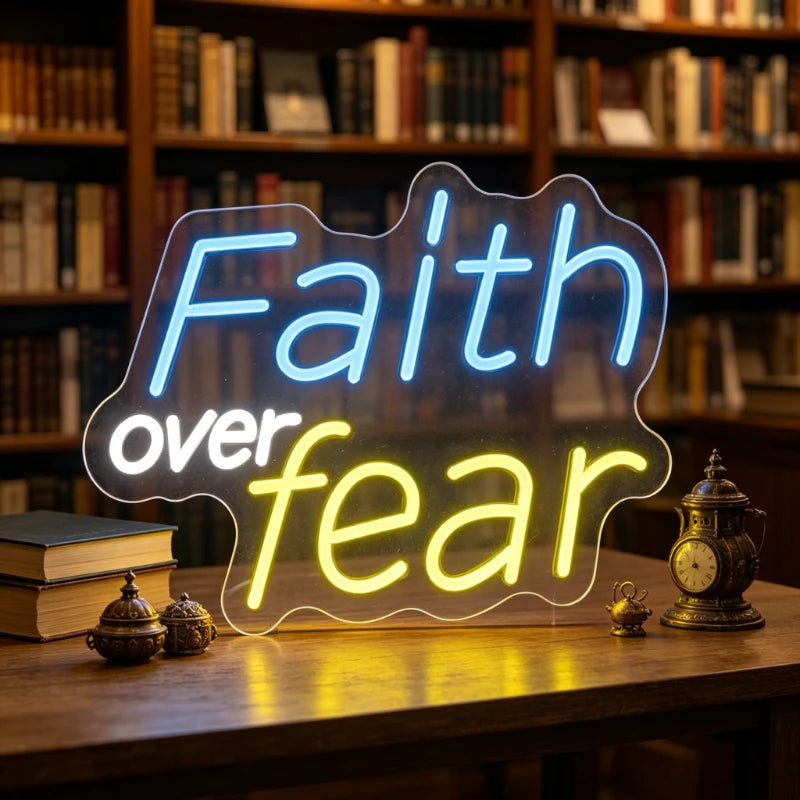 Faith Over Fear LED Neon Sign | Christian Wall Decor Light - FaithCore faith-inspired product