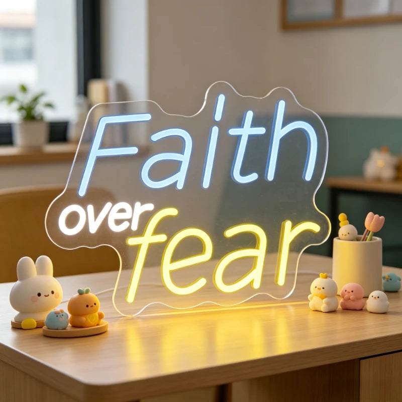 Faith Over Fear LED Neon Sign | Christian Wall Decor Light - FaithCore faith-inspired product